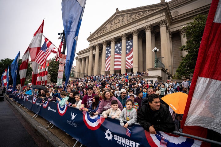 Spectators watch the Freedom 250 National Memorial Day Parade in May. The Freedom 250 events have been accused of being too partisan.