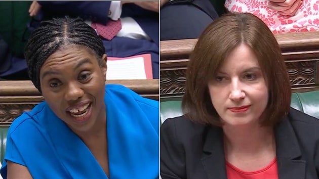 Kemi Badenoch and Bridget Phillipson during prime minister's questions in the Commons