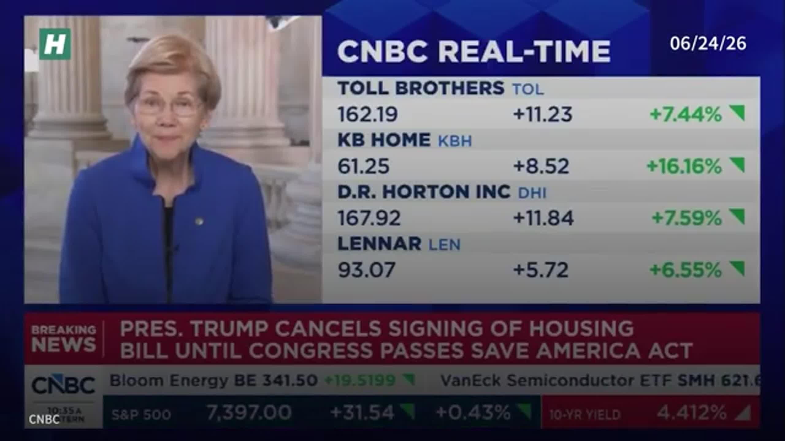 Warren On Trump's Bill Signing Cancellation