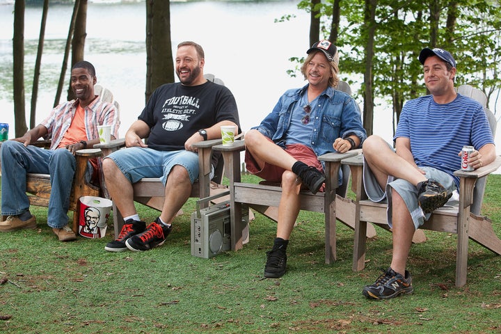 Chris Rock, Kevin James, David Spade and Adam Sandler in "Grown Ups."