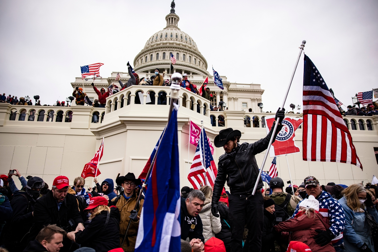 Pro-Trump supporters storm the U.S. Capitol following a rally with President Donald Trump on Jan. 6, 2021, in Washington, D.C. Trump supporters gathered in the nation's capital today to protest the ratification of President-elect Joe Biden's Electoral College victory over President Trump in the 2020 election.