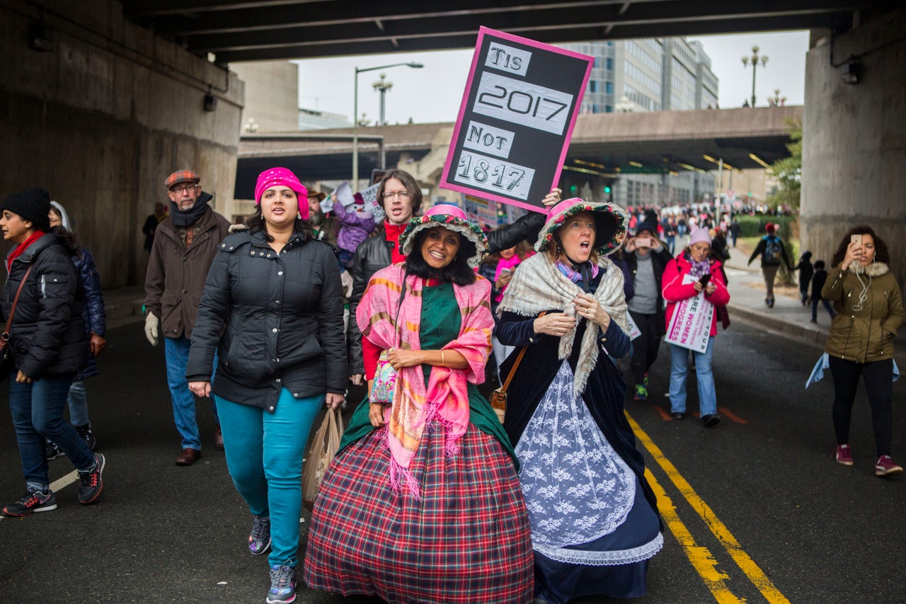 Protesters attend the Women's March on Washington on Jan. 21, 2017, in Washington, D.C. Following the inauguration of Donald Trump as the 45th president of the United States, the Women's March has spread to be a global march calling on all concerned citizens to stand up for equality, diversity and inclusion and for women's rights to be recognized around the world as human rights.