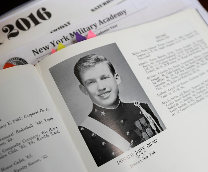 Donald Trump is shown in the 1964 Shrapnel yearbook at the New York Military Academy in Cornwall-on-Hudson, N.Y.