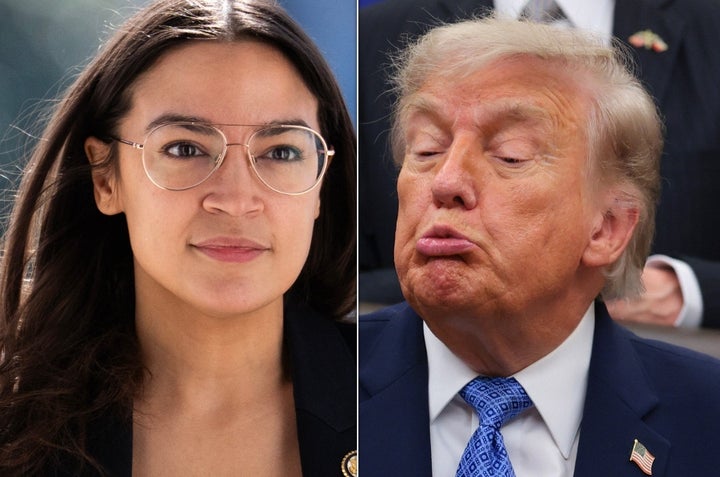 Rep. Alexandria Ocasio-Cortez (left) explained just how bad she believes the cost-of-living crisis is right now, and accused President Donald Trump (right) and his administration of making it even worse.