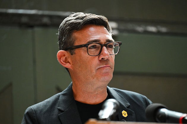 Andy Burnham, UK lawmaker, delivers a speech at the People's History Museum in Manchester, UK, on Monday, June 29, 2026. 