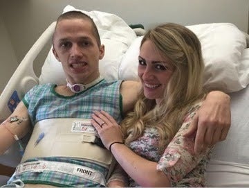 The author and Chelsea during his recovery at the Rehabilitation Hospital of Indiana in Indianapolis.