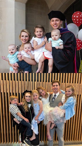 Top photo: The author at his law school graduation in Bloomington, Indiana (May 2021). Bottom photo: The author’s wife at her medical school graduation in Louisville, Kentucky (May 2026).