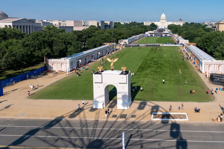 The Ferris wheel cast a shadow over the grounds of the Great American State Fair on the National Mall on June 29, 2026, in Washington.