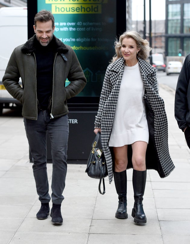 Gethin Jones and Helen Skelton leaving the Morning Live studio together in 2023