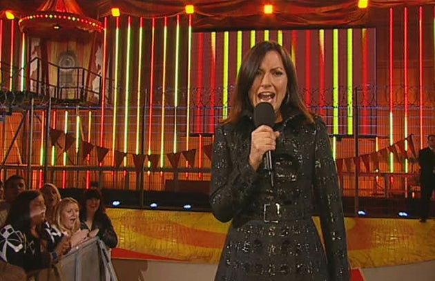 Davina McCall outside the Big Brother house in 2010