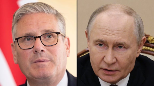 Keir Starmer and Vladimir Putin