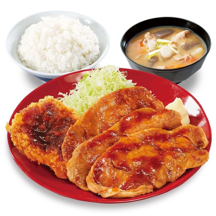 かつや「大判豚の生姜焼きとチキンカツの合い盛り定食」