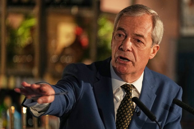 Reform Party leader Nigel Farage launches a Save the Pub campaign in London, Tuesday, Feb. 3, 2026. 