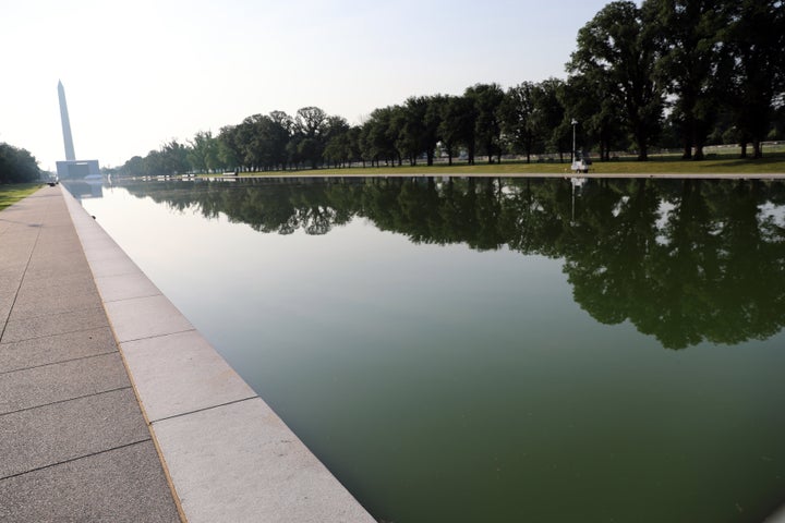 The Reflecting Pool, and Washington Monument are seen, Tuesday, June 30, 2026, in Washington. (AP Photo/Rahmat Gul)