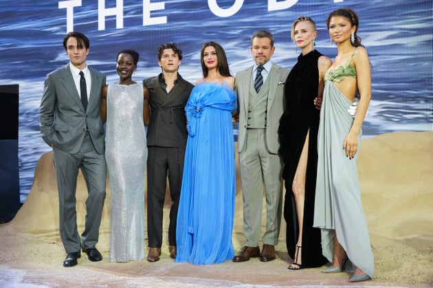 The stars of The Odyssey pictured together on Monday evening