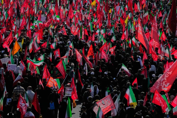 Mourners attend the funeral procession of the late Iranian Supreme Leader Ayatollah Ali Khamenei in Tehran, Iran, on July 6, 2026.