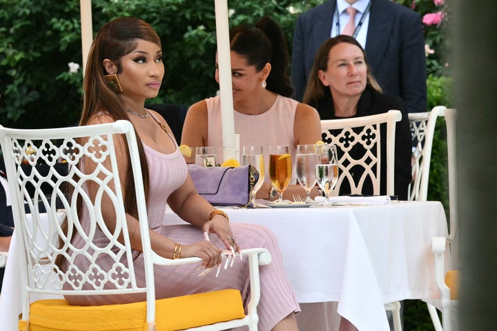 Rapper Nicki Minaj attends a Rose Garden Club event with President Donald Trump in the Rose Garden of the White House in Washington, D.C., on July 6, 2026.