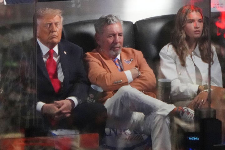 Trump was riveted by the action at Game 3 of the NBA Finals between the New York Knicks and the San Antonio Spurs at Madison Square Garden in New York. 