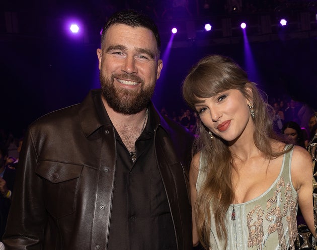 Taylor Swift and Travis Kelce at the 2026 iHeartRadio Music Awards. (Photo by Christopher Polk/Billboard via Getty Images)