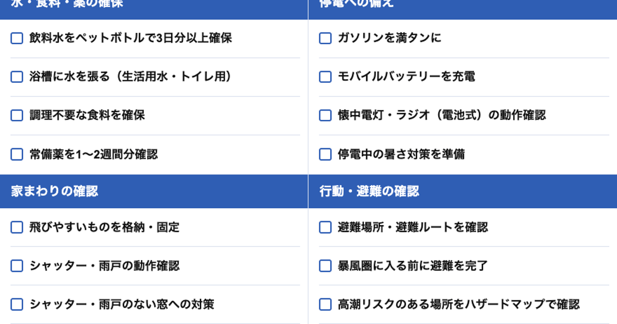 台風9号、先島地方に直撃のおそれ。今すぐ確認したい備えチェックリスト