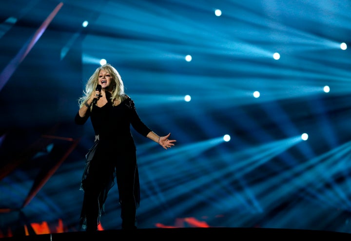 Bonnie Tyler on stage at the Eurovision Song Contest in 2013