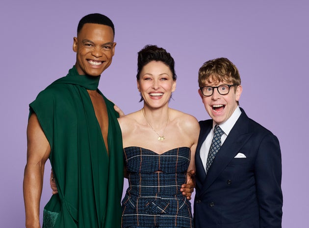 Strictly Come Dancing hosts Johannes Radebe, Emma Willis and Josh Widdicombe
