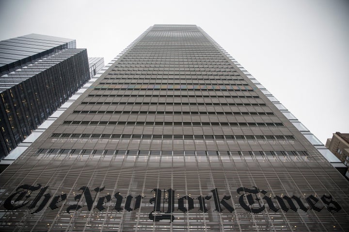 The New York Times building is seen on October 1, 2014 in New York City. (Photo by Andrew Burton/Getty Images)