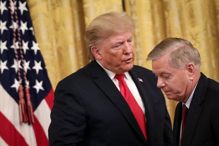 President Donald Trump and Sen. Lindsey Graham (R-S.C.) together at the White House on Nov. 6, 2019.