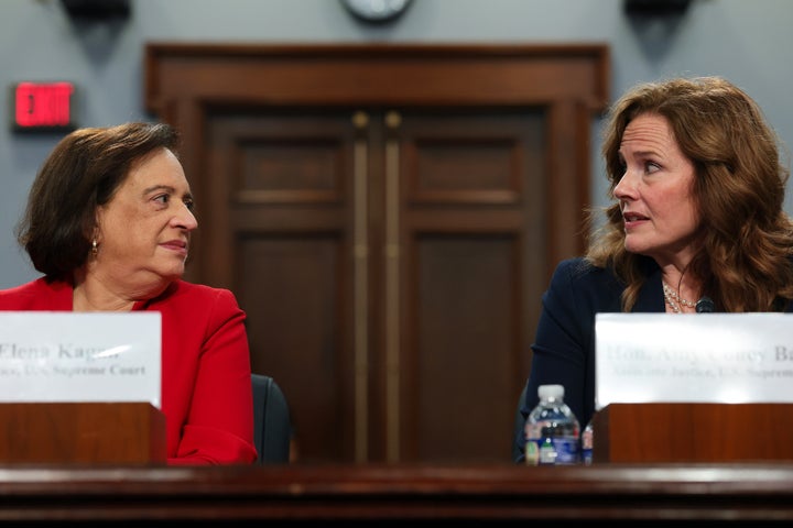 Kagan (left) and Barrett speak about some of the rising security threats that the court, their families, and fellow federal judges have faced in recent years.