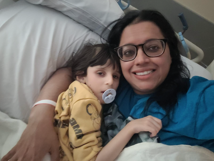 The author and Riaan at the hospital before he received gene therapy (April 2026).