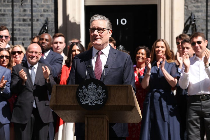 Keir Starmer delivers a farewell speech after standing down as Prime Minister in Downing Street on on July 20, 2026 in London, England. The Member of Parliament for Makerfield becomes the UK's 59th Prime Minister, succeeding Sir Keir Starmer, who resigned as leader of the Labour Party and Prime Minister in June.