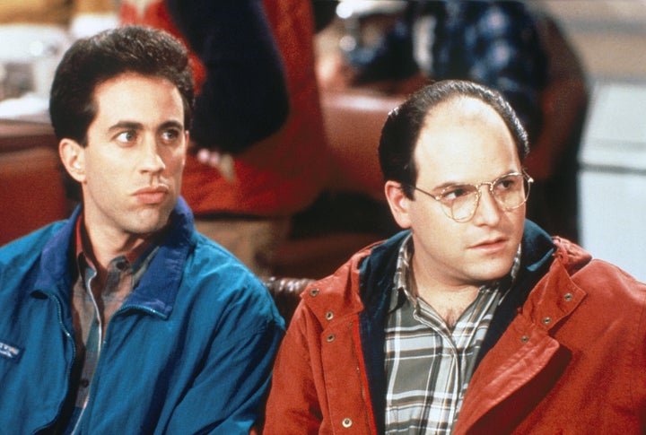Jerry Seinfeld as Jerry Seinfeld and Jason Alexander as George Costanza in “Seinfeld.”