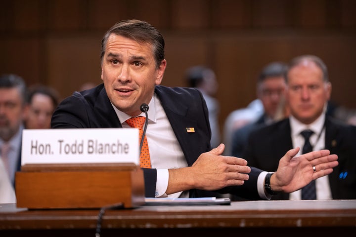 Acting Attorney General Todd Blanche appears before the Senate Judiciary Committee on Capitol Hill in Washington, July 15.