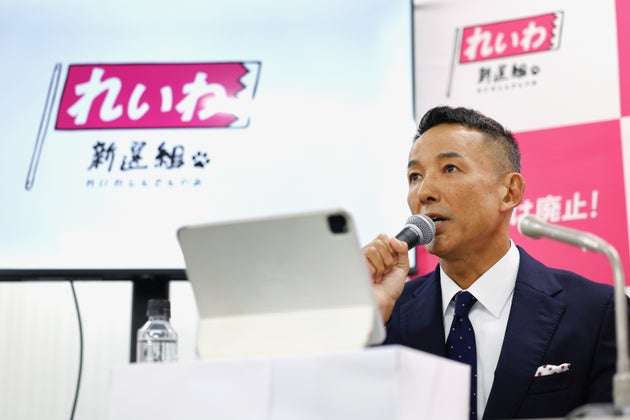 記者会見で代表辞任を表明したれいわ新選組の山本太郎代表