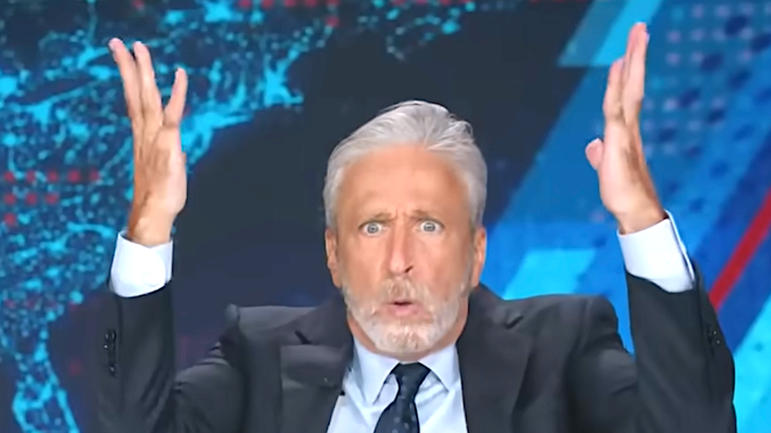Jon Stewart Blows Mind Over 'Backup Trump' He Spots With President In Same Frame