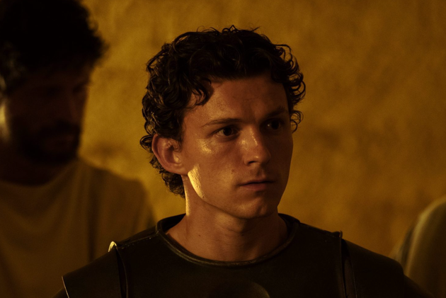Tom Holland in character as Telemachus in The Odyssey