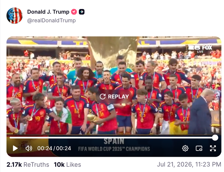The end of a clip shared by President Donald Trump on Tuesday.