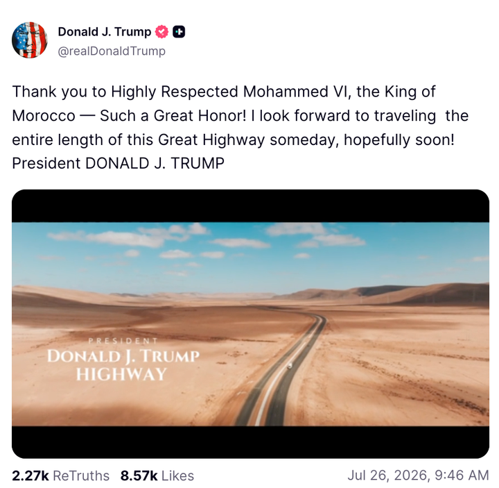 A post from President Donald Trump on Sunday on his Truth Social platform.