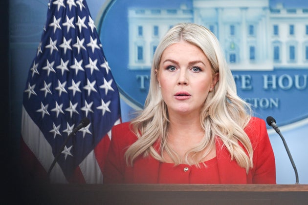 White House Press Secretary Karoline Leavitt speaks during a press briefing in the James S. Brady Press Briefing Room at the White House in Washington, D.C., United States, on July 23, 2026. 