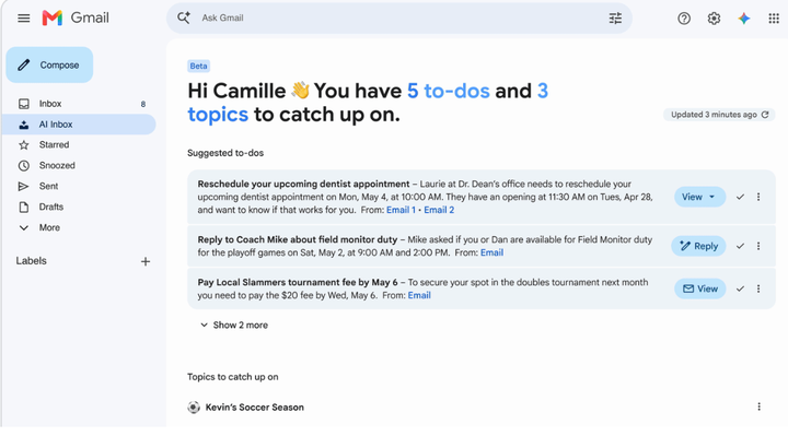 Google's AI inbox launched earlier this year.