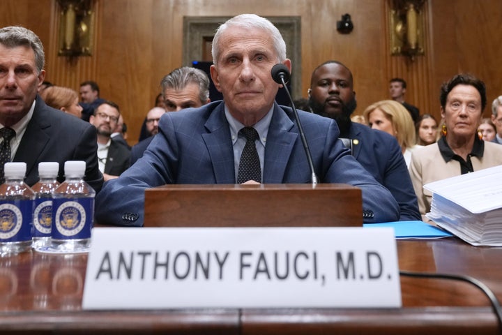 Dr. Anthony Fauci testifies in a Senate hearing on Wednesday.
