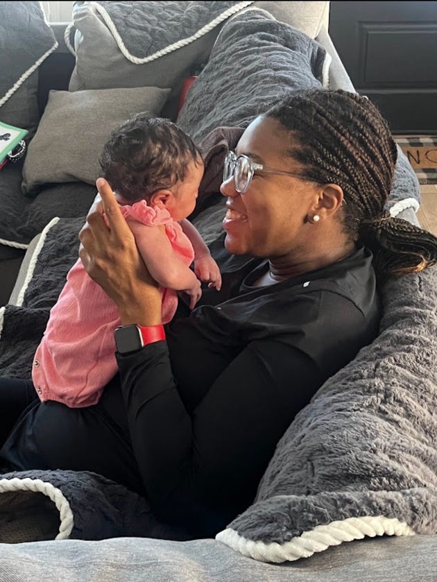 The author with her newborn.