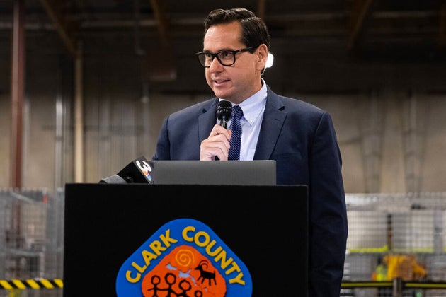 Nevada Secretary of State Cisco Aguilar speaks at the Clark County Election Department warehouse on Nov. 5, 2024, in North Las Vegas.