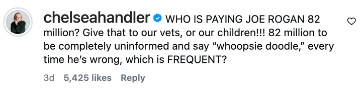 Screenshot of Chelsea Handler’s post on Instagram.