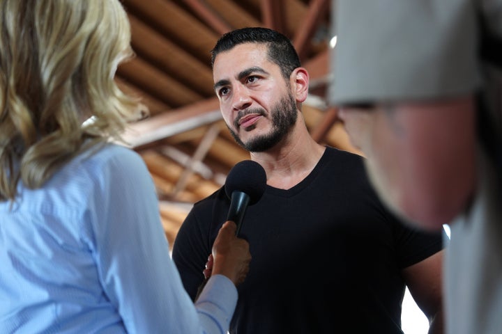 Abdul El-Sayed, a progressive candidate in the Democratic primary for U.S. Senate in Michigan, visits Eastern Market on Tuesday in Detroit.