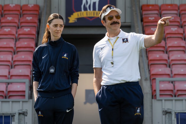 Tanya Reynolds and Jason Sudeikis in season four of Ted Lasso