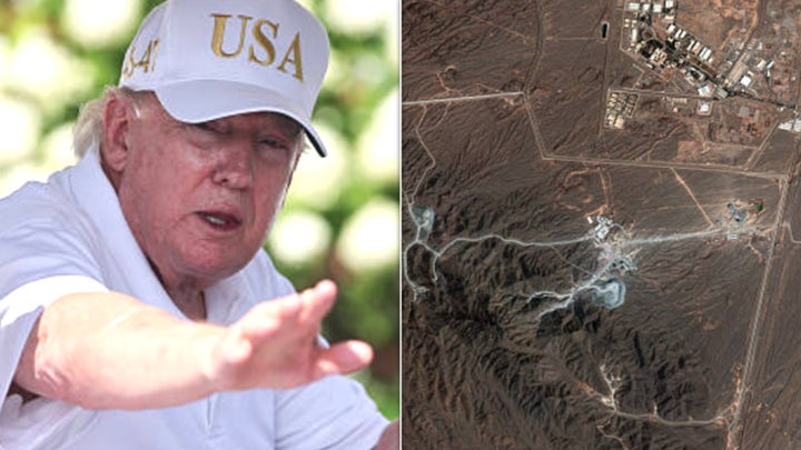 Donald Trump, pictured with the suspected nuclear site Pickaxe Mountain in Iran, has reportedly considered dropping his demand for a nuclear deal with the country.