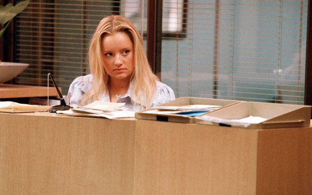 Lucy Davis in character as Dawn in The Office