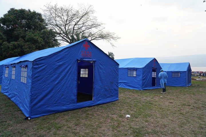 This photo taken on Aug. 6, 2026 shows China-donated tents at an Ebola prevention and control site outside the capital of the Democratic Republic of the Congo, Kinshasa. Africa CDC’s head said on Aug. 13, 2026 that the deadly outbreak has reached Bas-Uele, bringing the number of affected provinces to six.