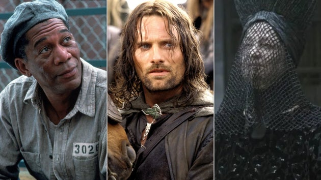 Morgan Freeman in The Shawshank Redemption; Viggo Mortensen in LOTR; Charlotte Rampling in Dune